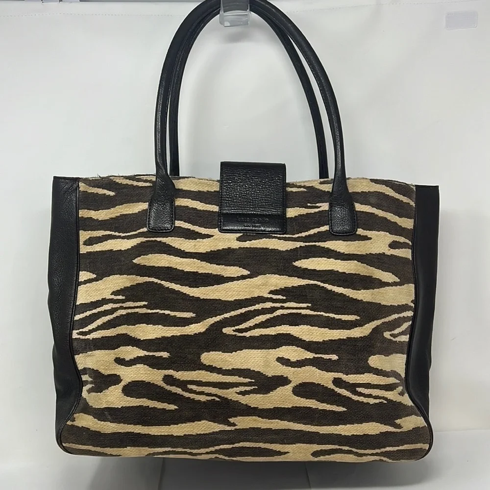 Kate Spade Rare Chenille Fabric Leather Shoulder Tote Bag